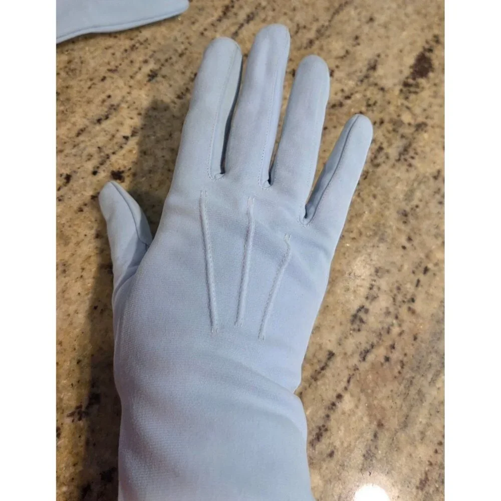 Vintage Womens Size L/XL Light Blue Nylon Formal Gloves Bridgerton